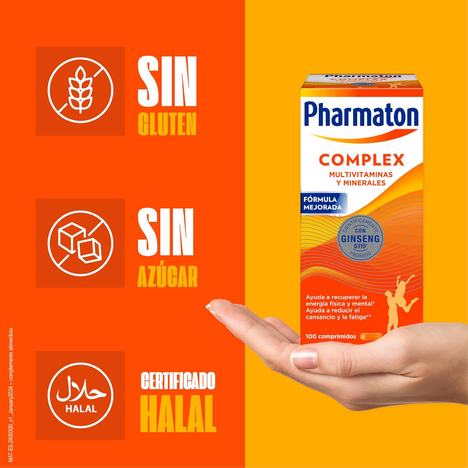 Pharmaton Complex - Multivitamínico con Ginseng G115-100 Comprimidos - Energía Física y Mental - Vitaminas para el cansancio