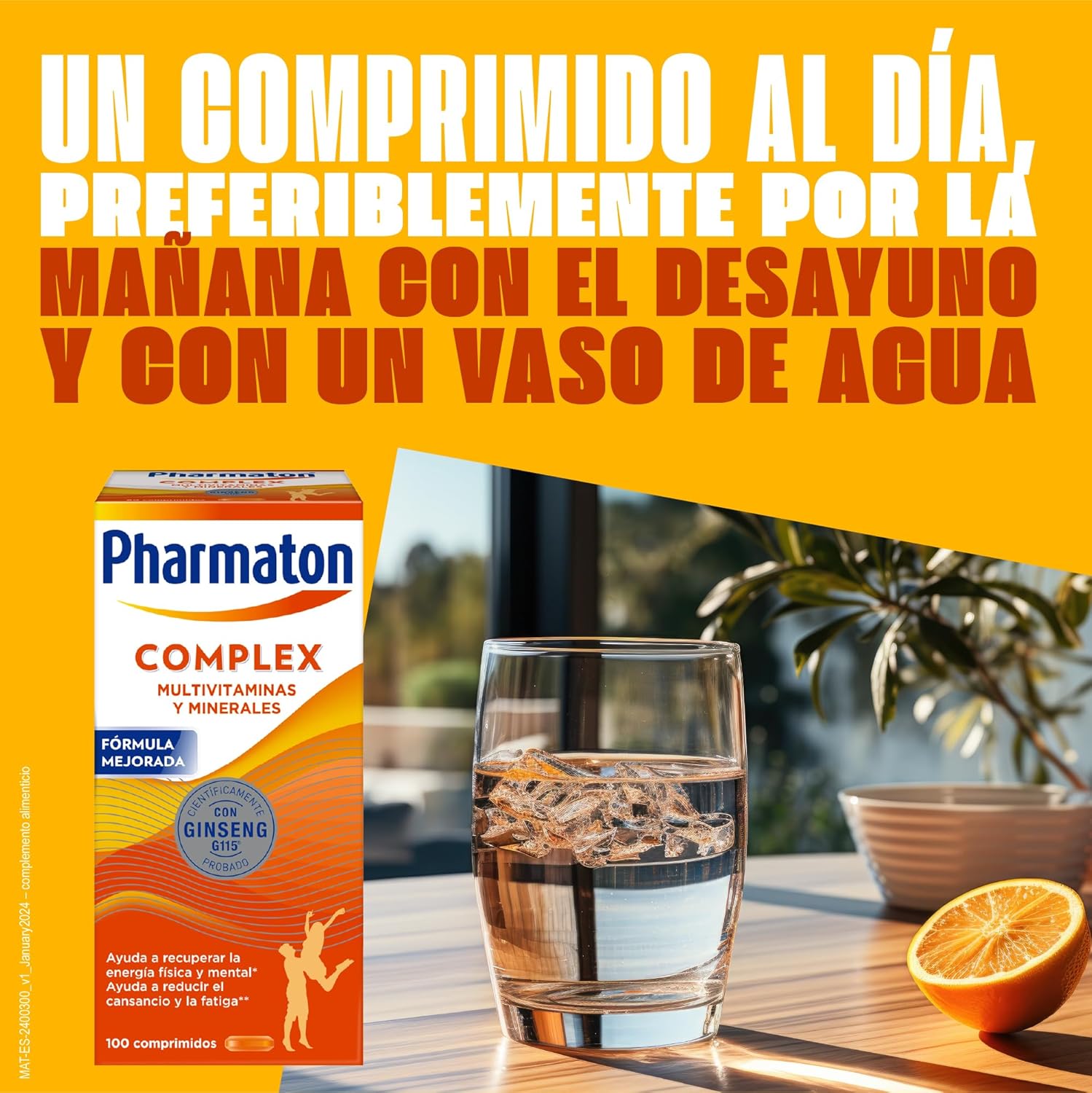 Pharmaton Complex - Multivitamínico con Ginseng G115-100 Comprimidos - Energía Física y Mental - Vitaminas para el cansancio