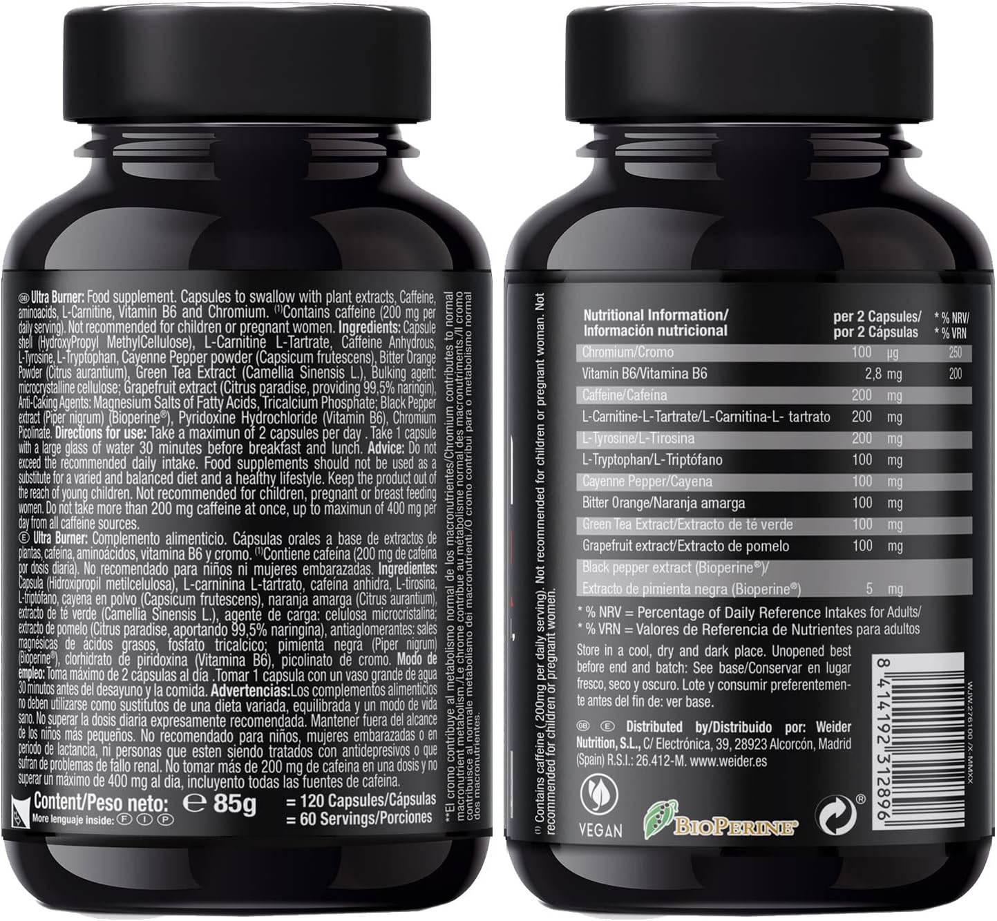 Weider Nutrition Queimador de gordura, vegano, glúten free, 120 cápsulas, pack de 1
